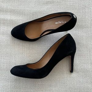 Black Coach suede heels